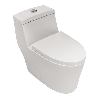 1 Piece Toilet, Dual Flush, Soft Closing Seat - White Daily Nest