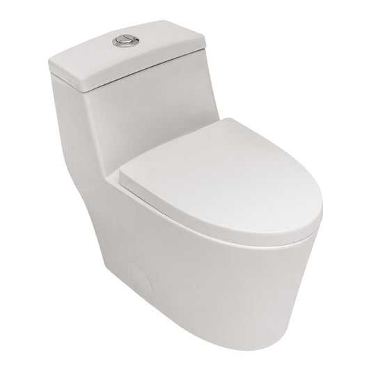 1 Piece Toilet, Dual Flush, Soft Closing Seat - White Daily Nest