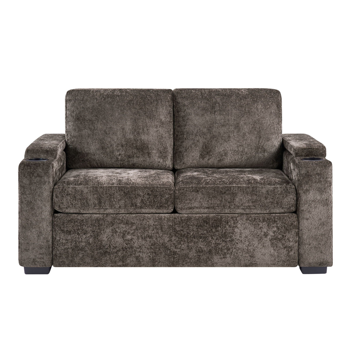 Pull Out Sofa Bed Loveseat With Twin Mattress, Cup Holders And Arm Storage Hearth and Haven