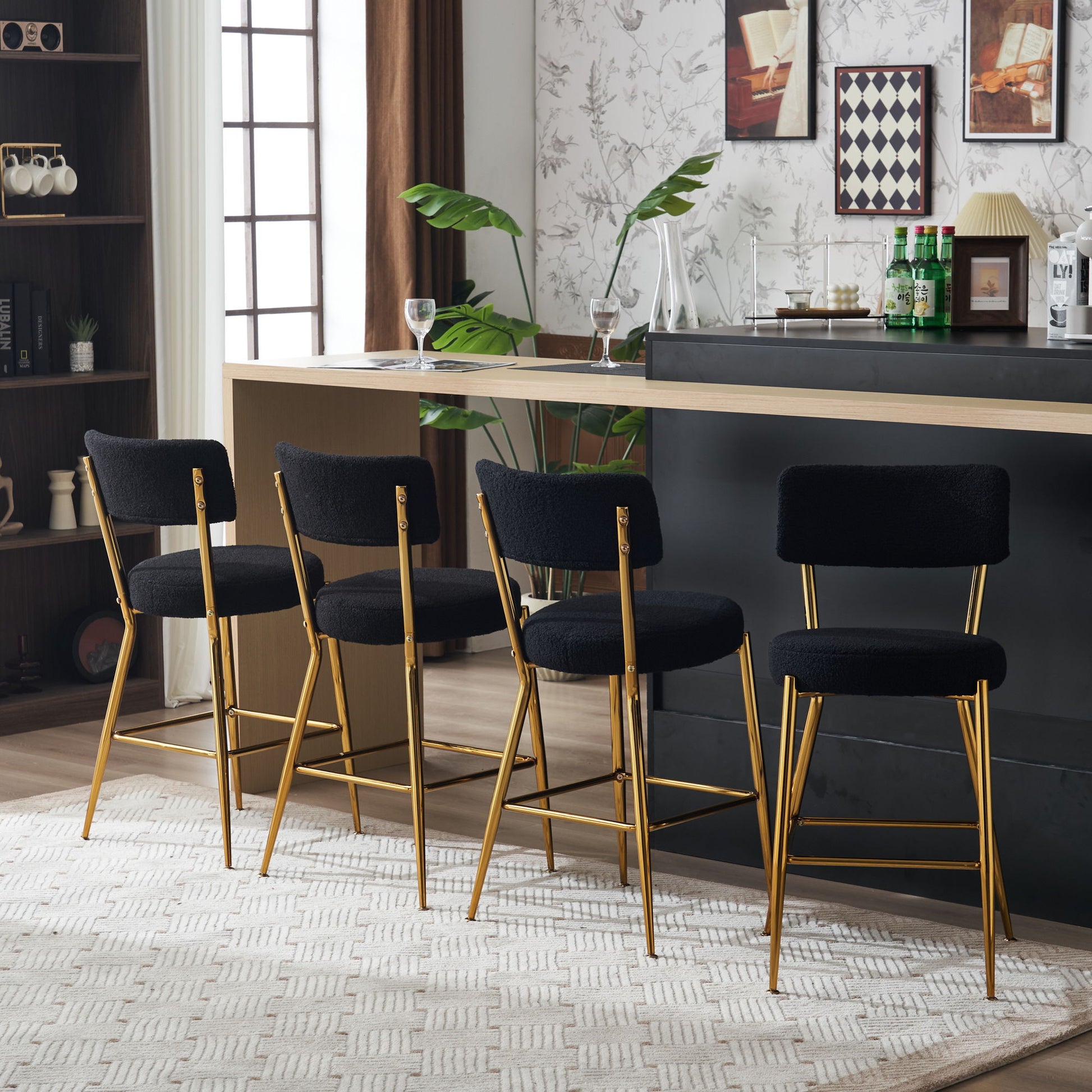 Modern Teddy Fabric Upholstered Bar Stools Home Essentials