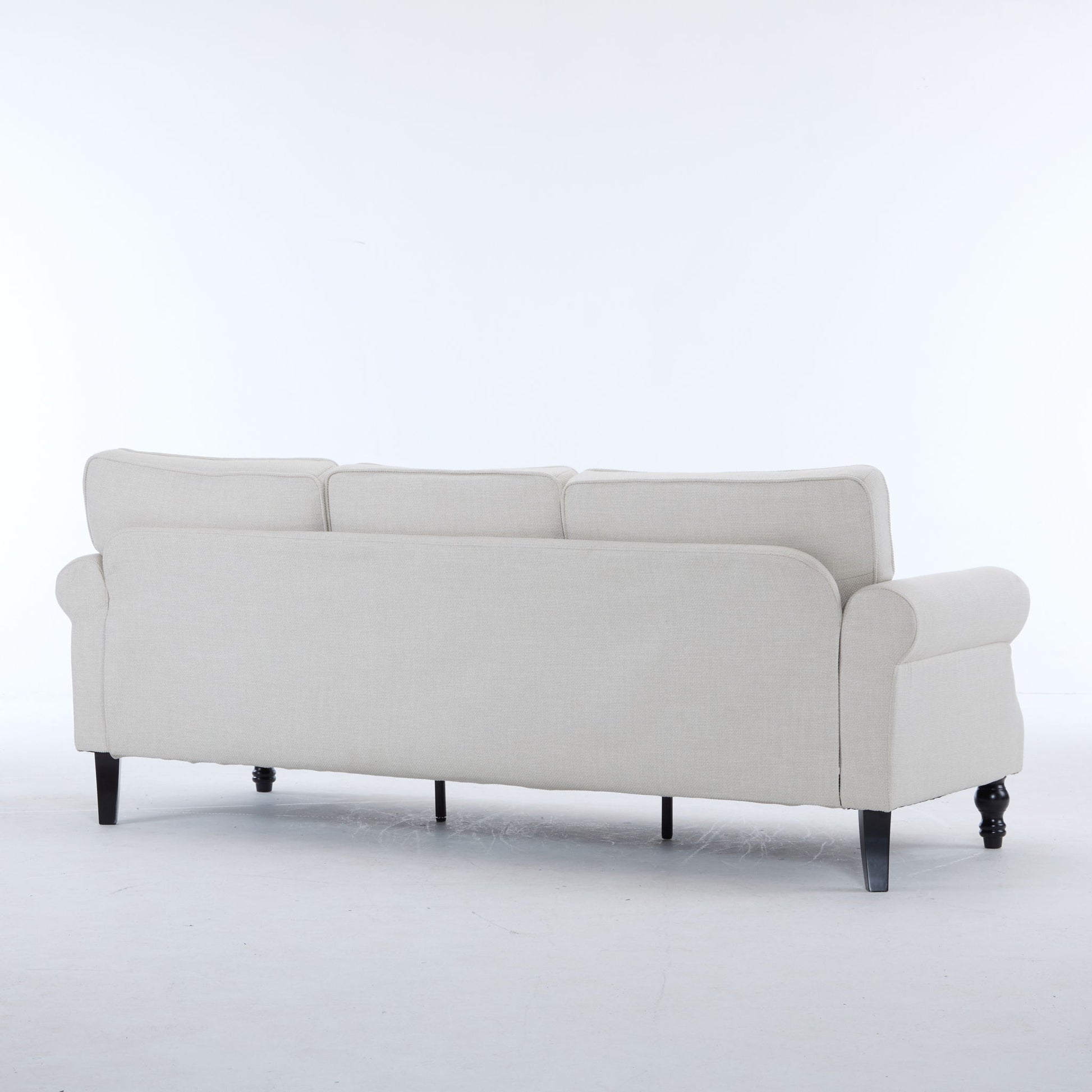 Rolled Arm Sofa With Nailhead Trim With Wooden Legs Home Essentials