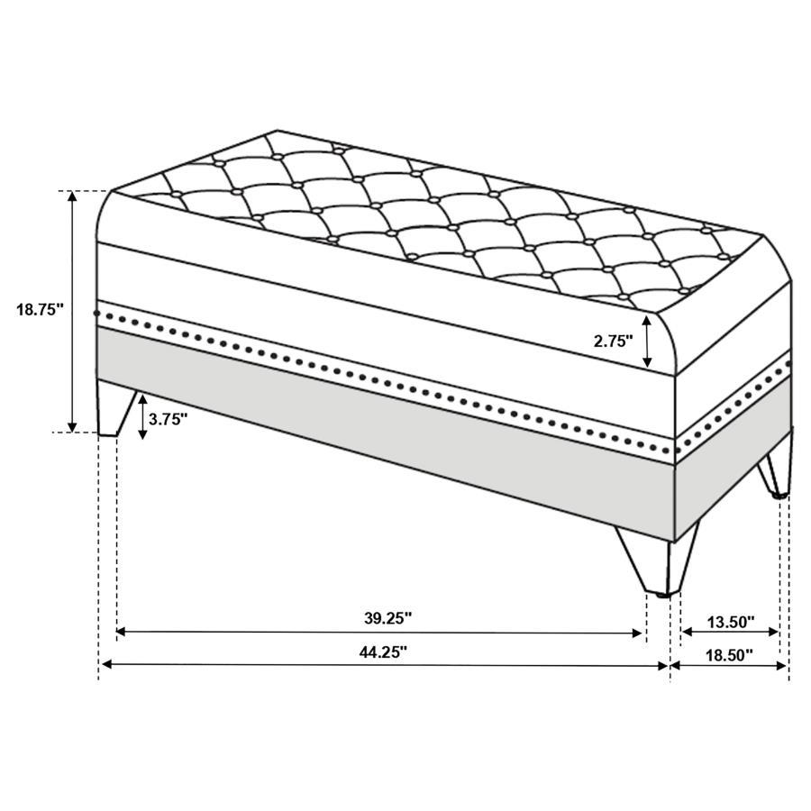 Barzini - Velvet Upholstered Tufted Storage Bench - Black CoasterElevations