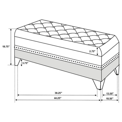Barzini - Velvet Upholstered Tufted Storage Bench - Black CoasterElevations
