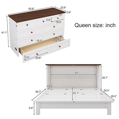 Solid Pine Murphy Bed Chest With Charging Station And Large Storage Drawer For Home Office Or Small Room Hearth and Haven