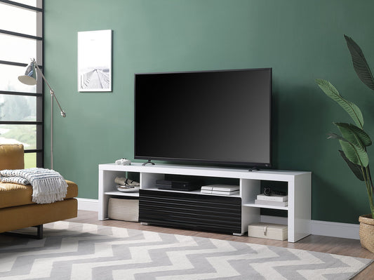 Buck II - High Gloss TV Stand - White / Black Acme