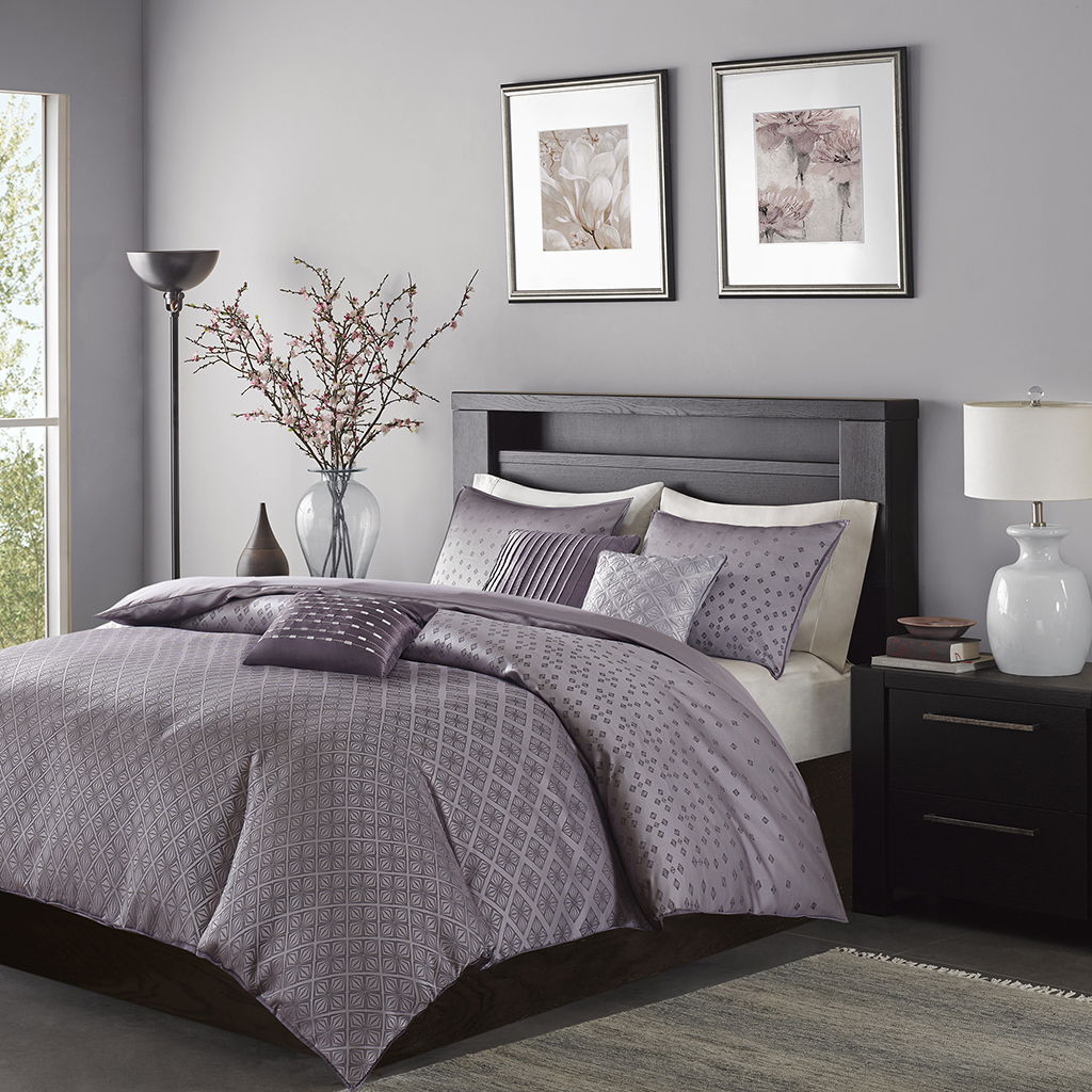 Biloxi - King 6 Piece Duvet Cover Set - Purple Madison Park