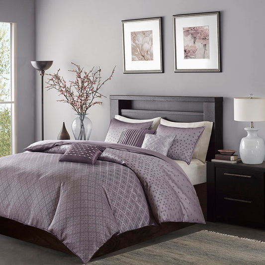 Biloxi - King 6 Piece Duvet Cover Set - Purple Madison Park
