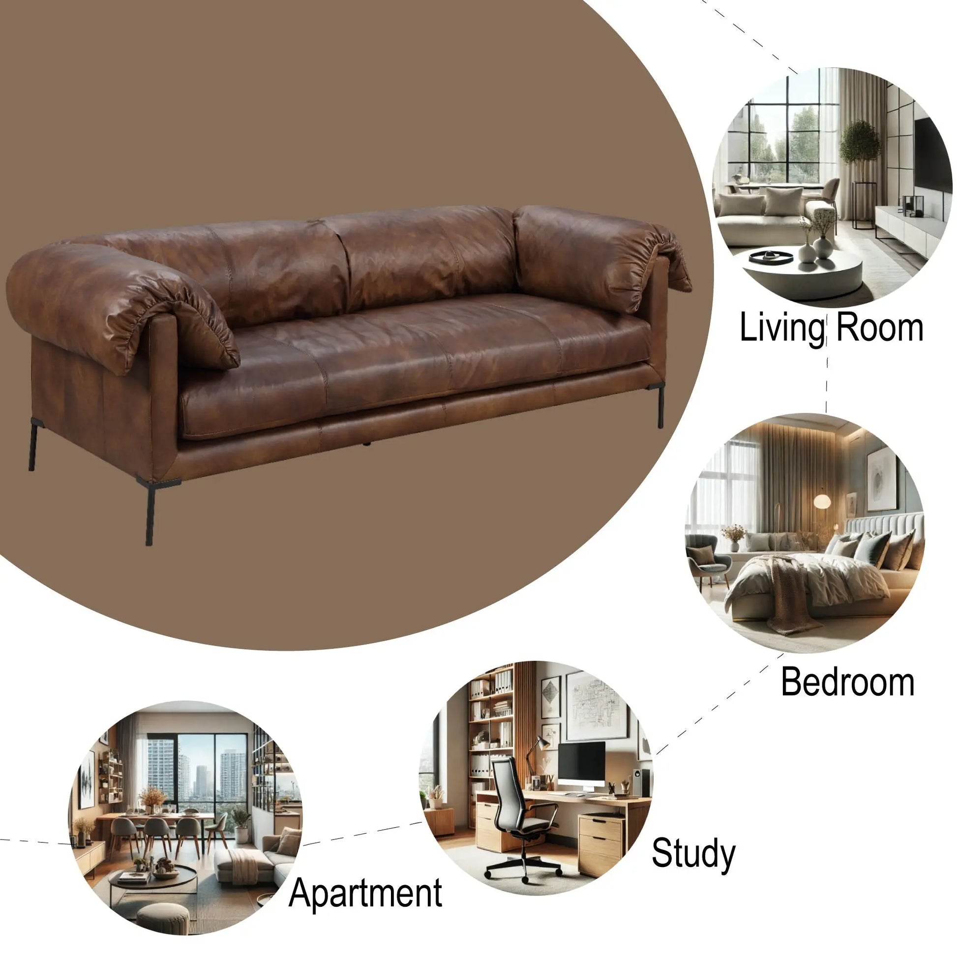 Jaron - Top Grain Leather Sofa - Mocha Acme
