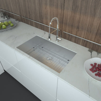 32" Undermount Kitchen Sink With, Single Bowl - Brushed Nickel Daily Nest