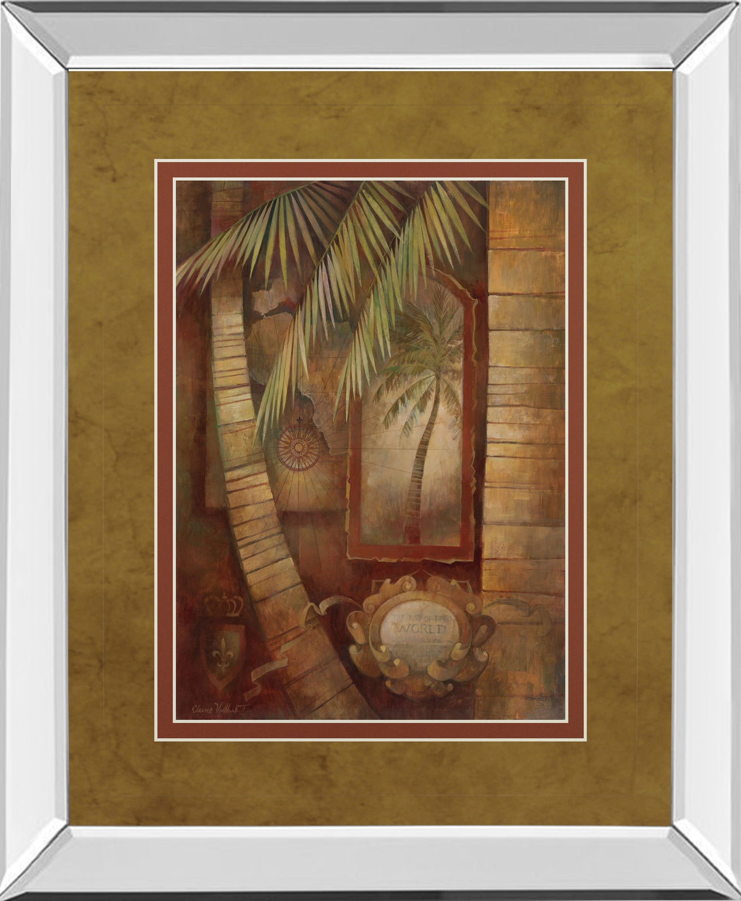 Global Winds Il By Eliane Volherbst-Lane - Mirror Framed Print Wall Art - Green