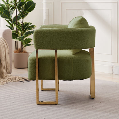 Modern Decorative Chair Teddy Fleece Upholstered And Metal Foot Home Essentials