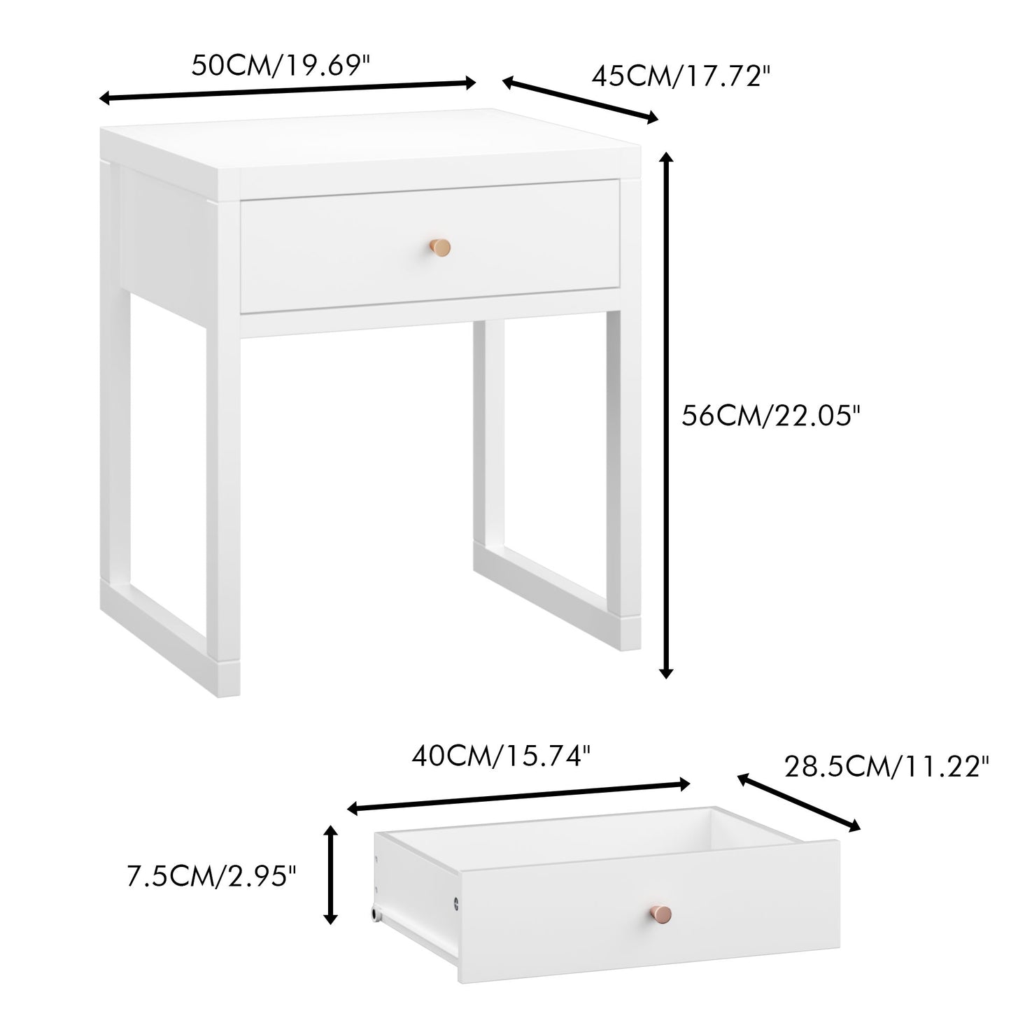 Nightstand With Drawer, Minimalist Bedside Table, Compact End Table For Bedroom - White Home Essentials