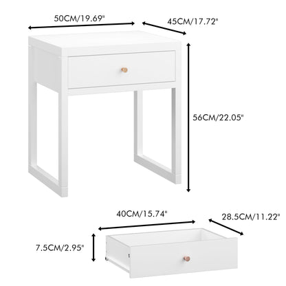 Nightstand With Drawer, Minimalist Bedside Table, Compact End Table For Bedroom - White Home Essentials
