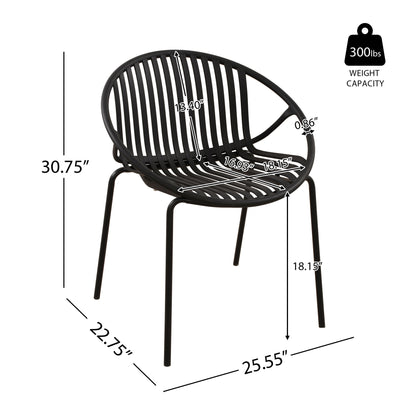 7 Piece Outdoor Modern Dining Set With Stackable Chairs Noble House