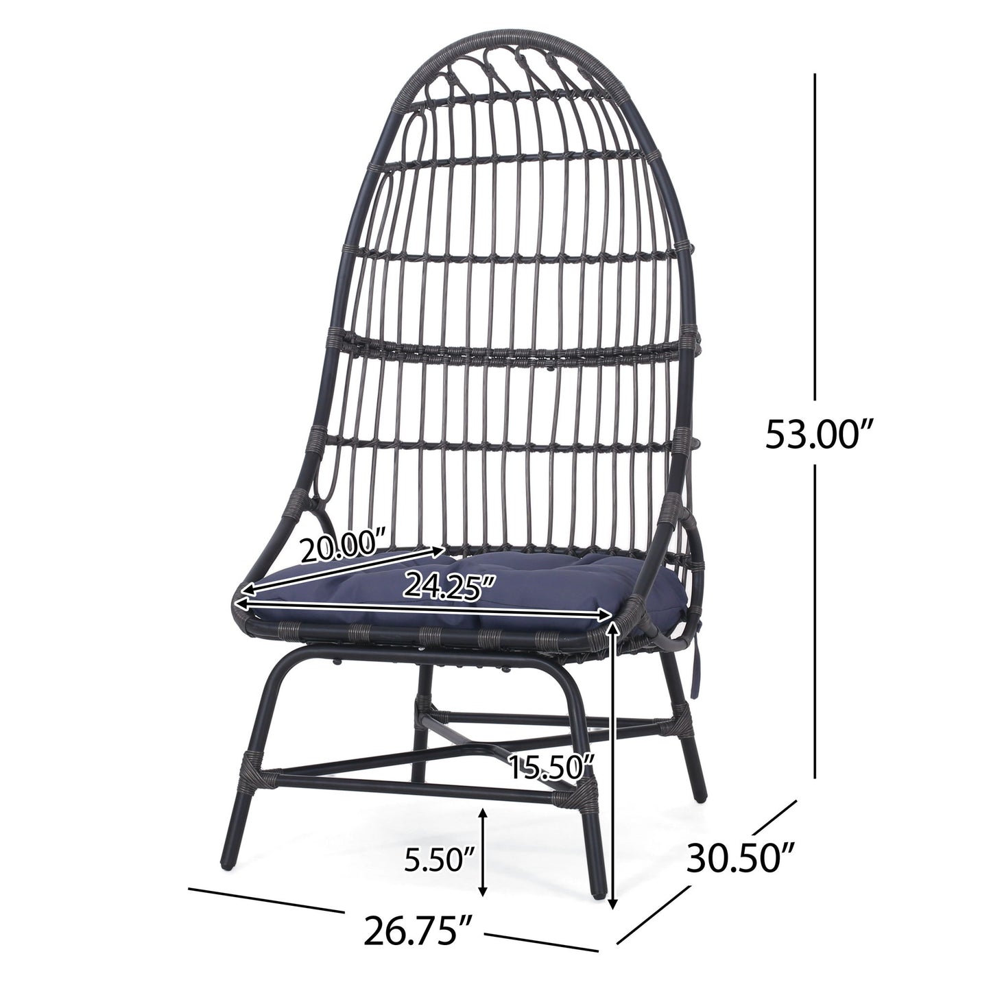 Elon - Cocoon Chair - Gray Noble House