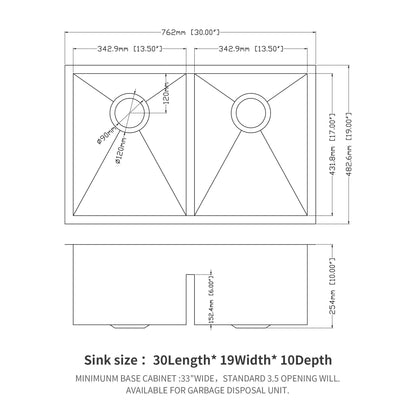 Modern Double Bowl Undermount Kitchen Sink 50 / 50 Design Stainless Steel Daily Nest