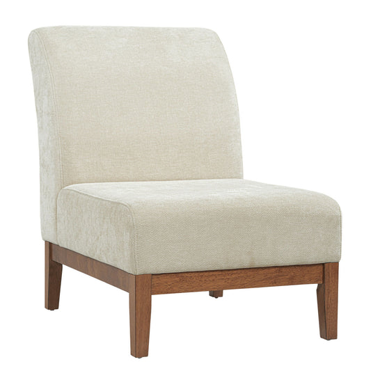 Upholstered Accent Chair - Beige / Walnut Noble House