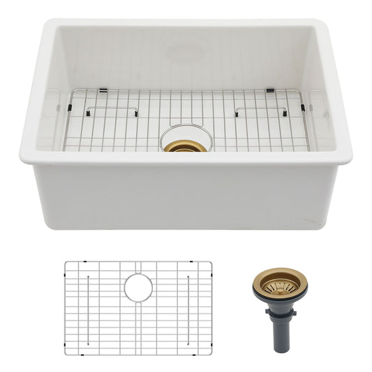 Undermount Single Bowl Ceramic Kitchen Sink, Dual Mount Daily Nest