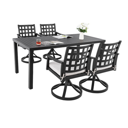 Modern Classic Outdoor Patio Dining Set, Rectangular Table & Dining Chairs, Rust Free, Weather Resistant Life Outside