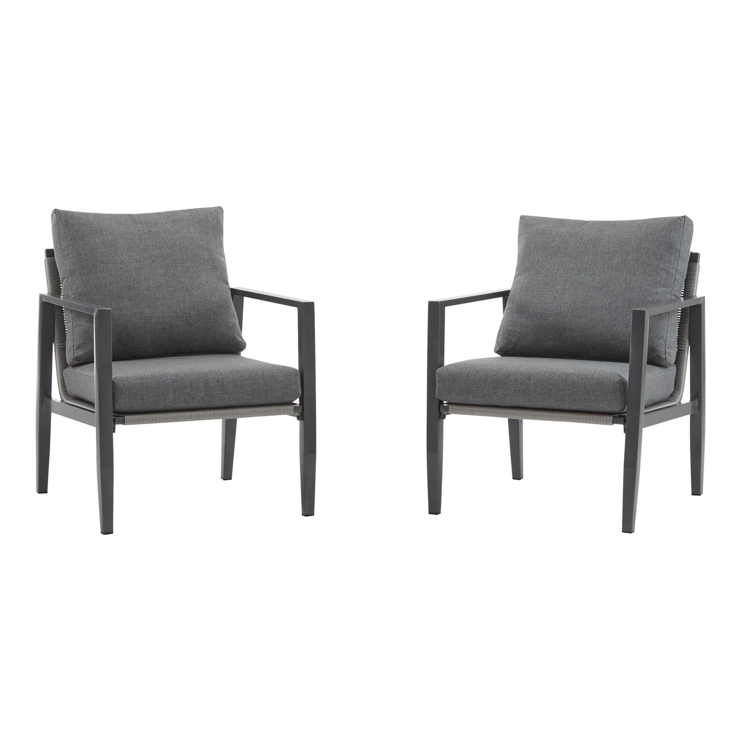 Modern Lounge Chair With Rope Accents And Cushions Noble House