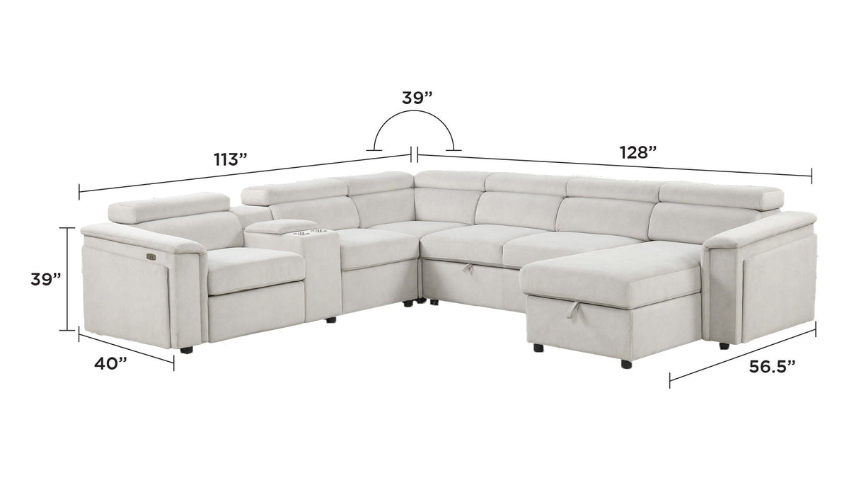 Harvey - Power Recliner Sectional Sleeper - Beige Matrix Furniture Group