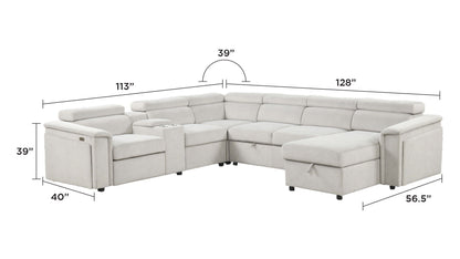 Harvey - Power Recliner Sectional Sleeper - Beige Matrix Furniture Group