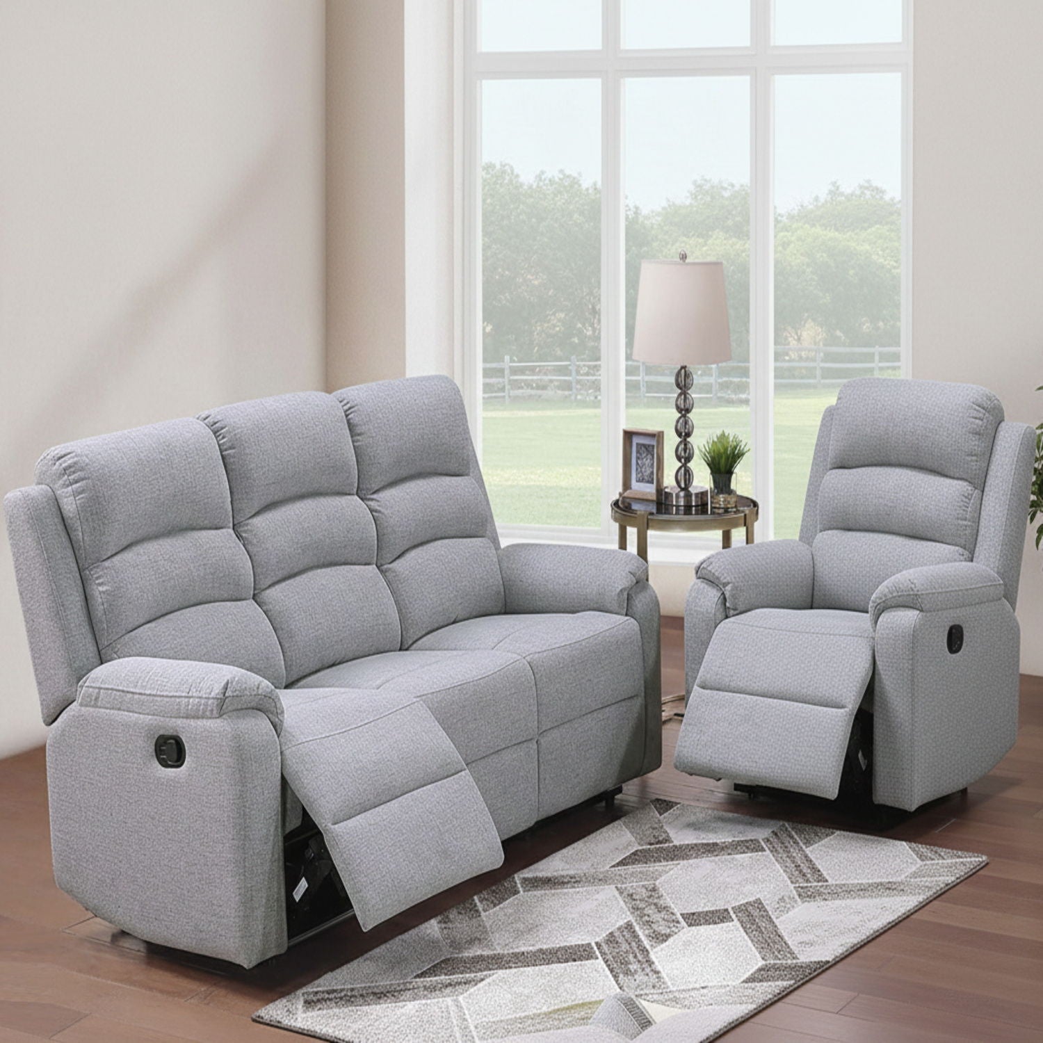 Modern Living Room Set With Manual Recliner Home Essentials