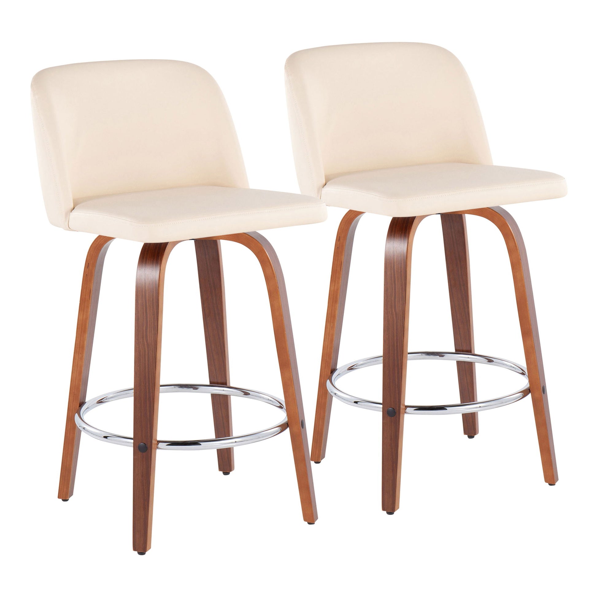 Toriano - Mid-Century Modern Fixed Height Counter Stool With Round Footrest (Set of 2) Lumi Source