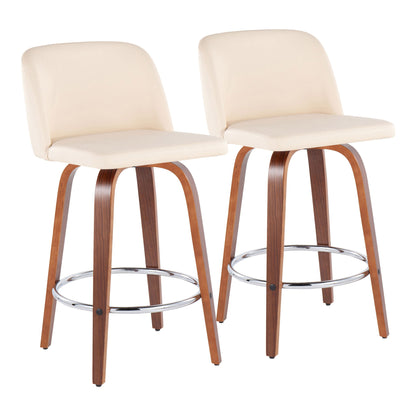 Toriano - Mid-Century Modern Fixed Height Counter Stool With Round Footrest (Set of 2) Lumi Source