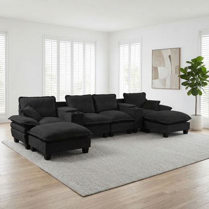 Modular Cloud Couch Sofa With Cup Holders & Storage, USB Port Home Essentials