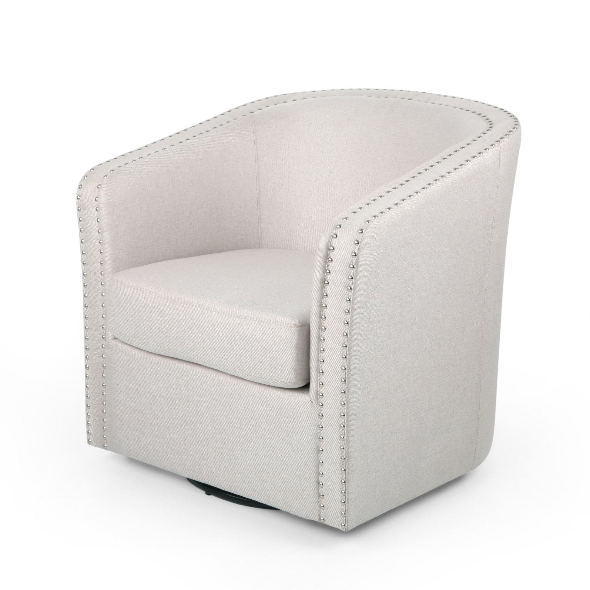Modern Upholstered Swivel Club Chair With Nailhead Trim Noble House