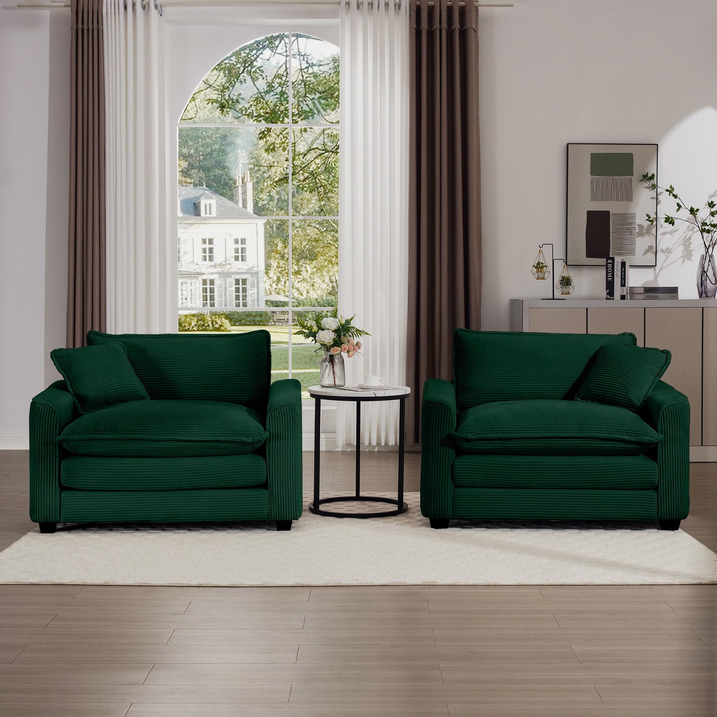 Modern Classic Fabric Single Chair Deep Seat Sofa With Pillow Home Essentials