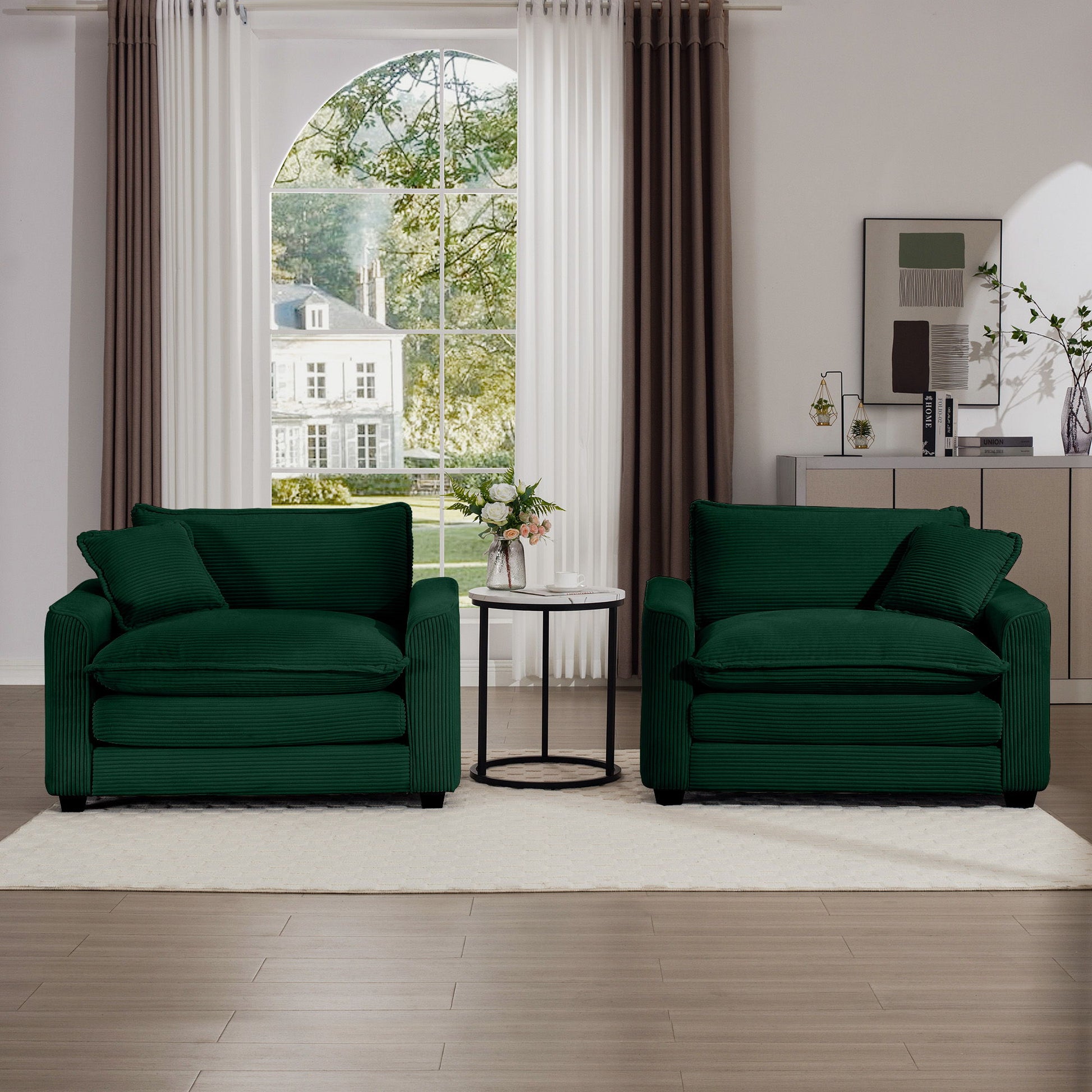 Modern Classic Fabric Single Chair Deep Seat Sofa With Pillow Home Essentials