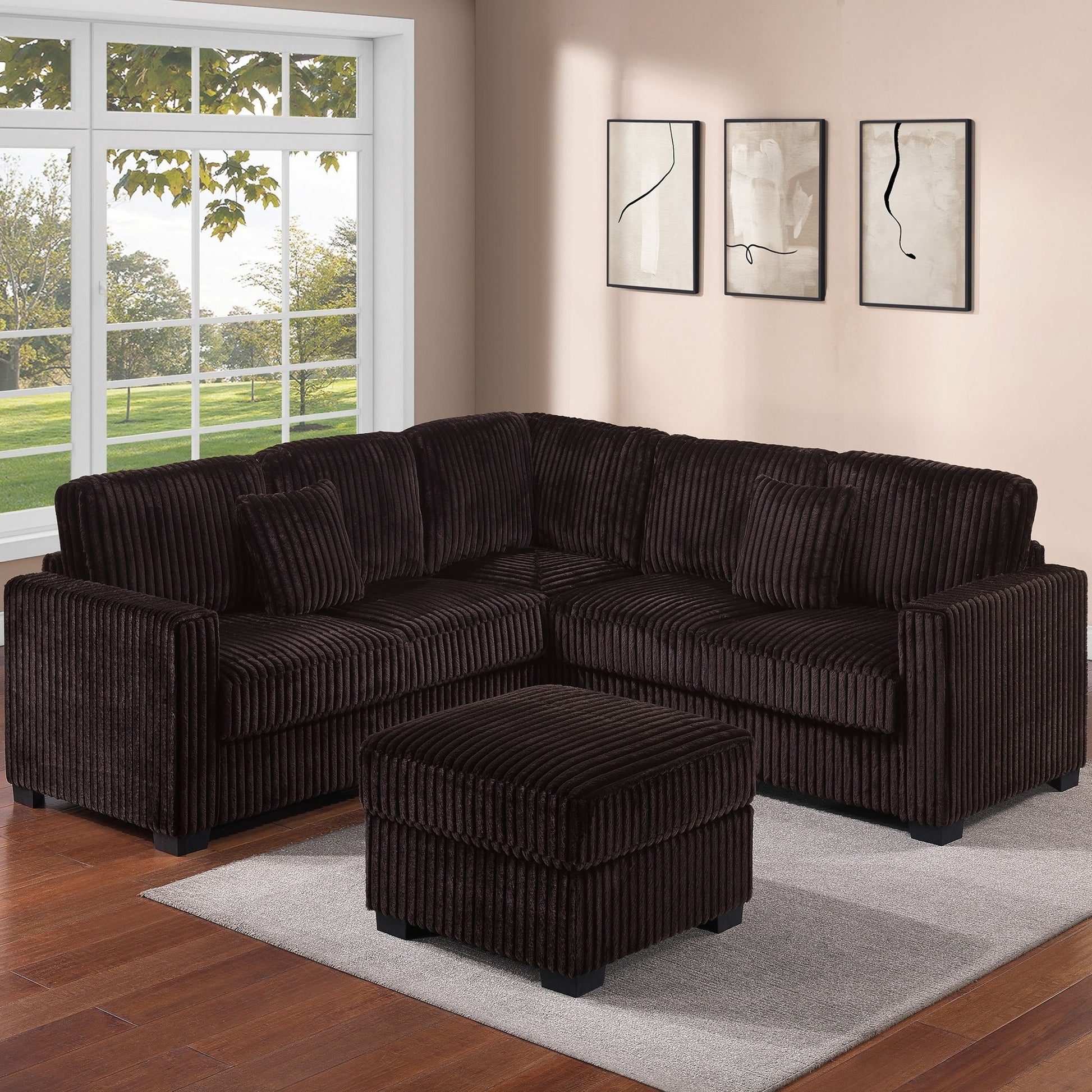 Modern Sectional Set With Cocktail Ottoman Home Essentials