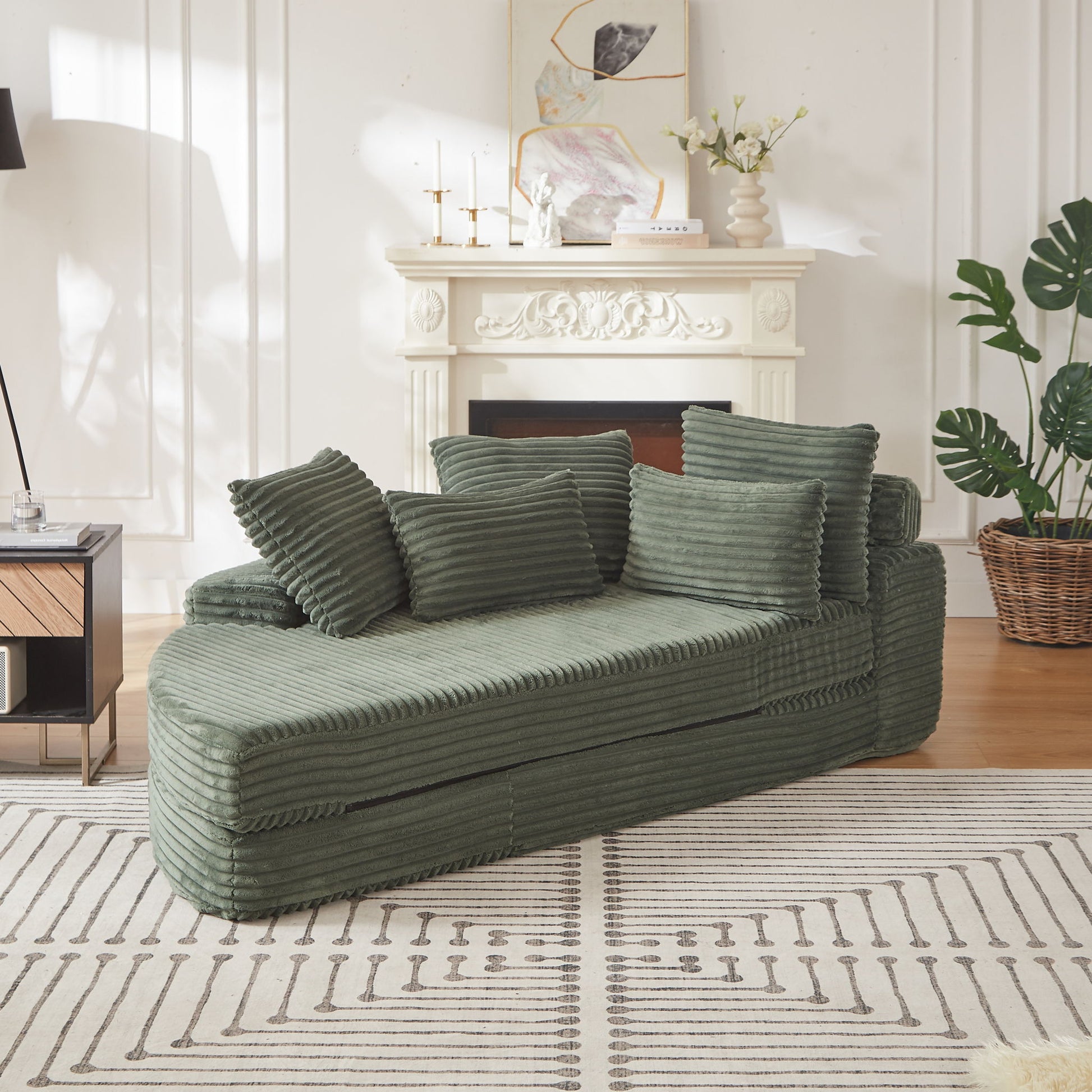 Semi Circular 2 In 1 Sofa Bed With Neck Pillow And Throw Pillows Home Essentials