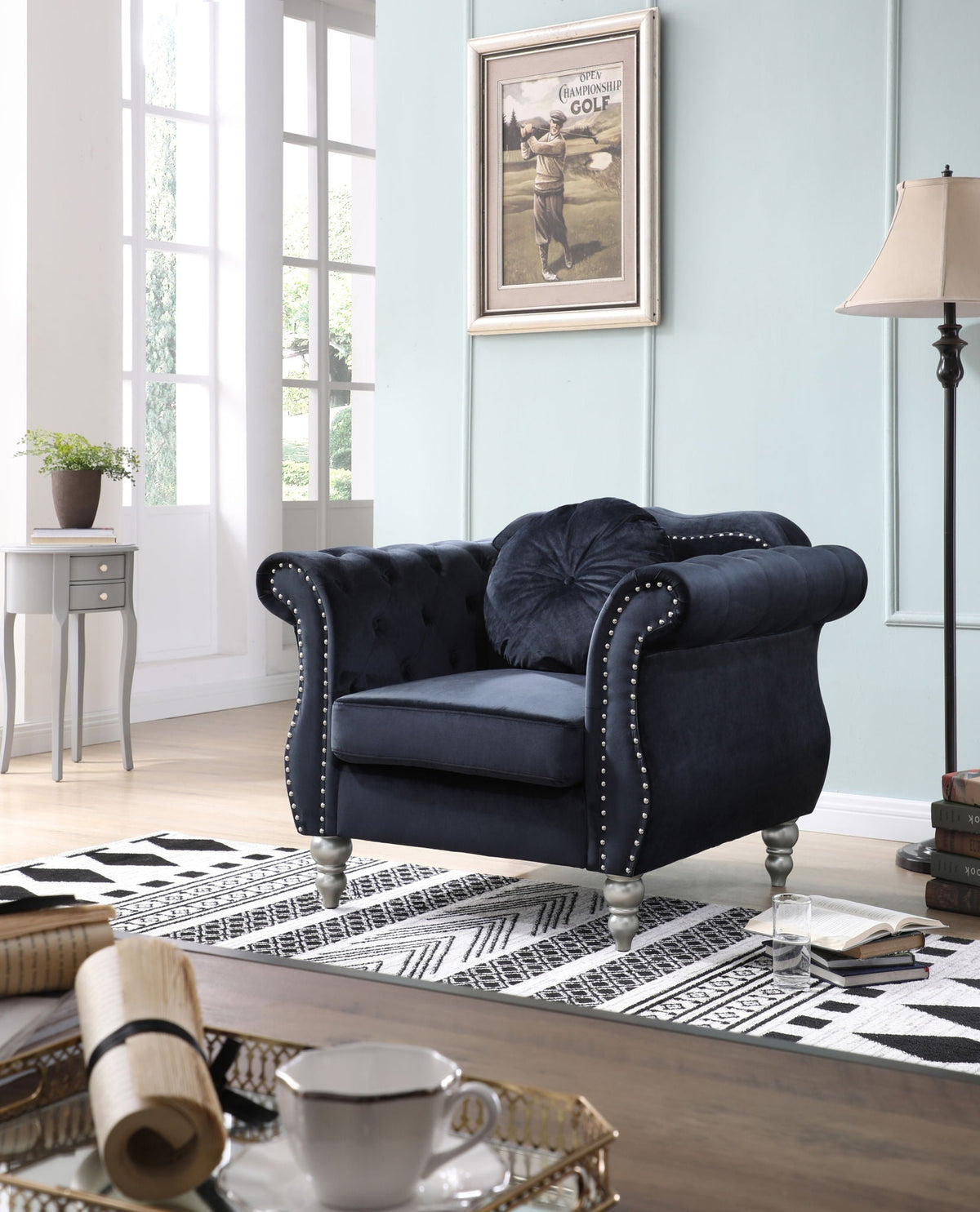 Chic Transitional Flared Arm Chair Glory Furniture