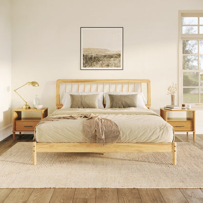 Mid-Century Modern Solid Wood Spindle Bed Walker Edison