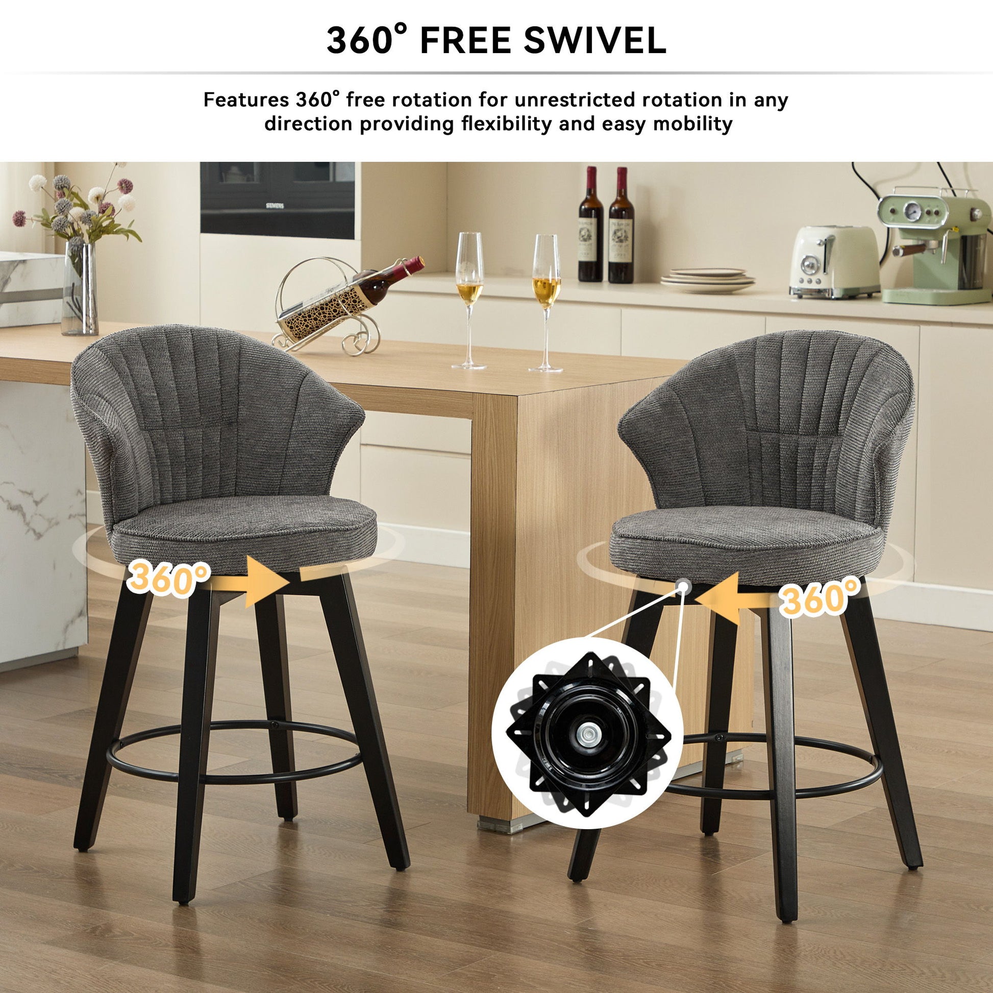 Wing Back Swivel Bar Stools (Set of 2) Home Essentials