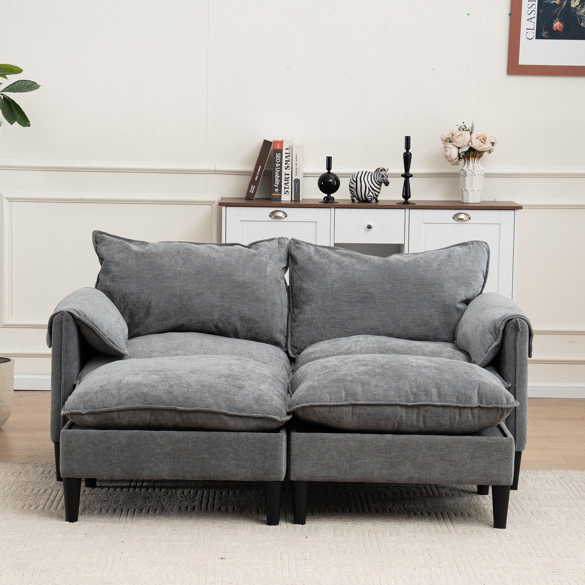 Convertible Combination Sofa With Footstools With Storage Home Essentials