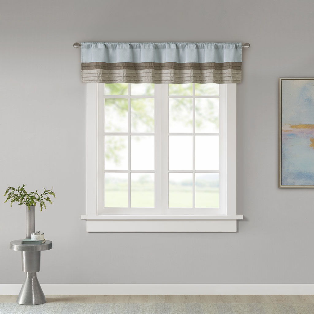 Amherst - Polyoni Pintuck Window Valance - Blue