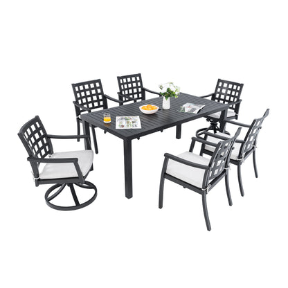 Modern Classic Outdoor Patio Dining Set, Rectangular Table & Dining Chairs, Rust Free, Weather Resistant Life Outside