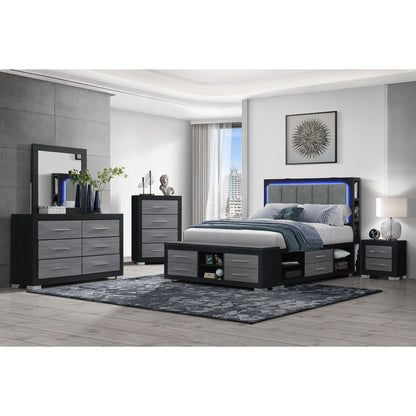 Messa - Bed With Storage Features And LED Lighting Global Furniture USA