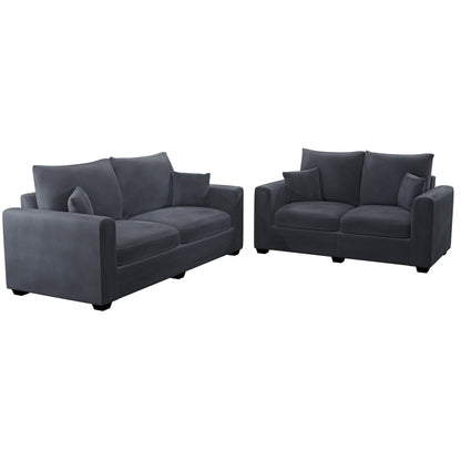2 Piece Contemporary Style Sofa Set With Matching Pillows Home Essentials