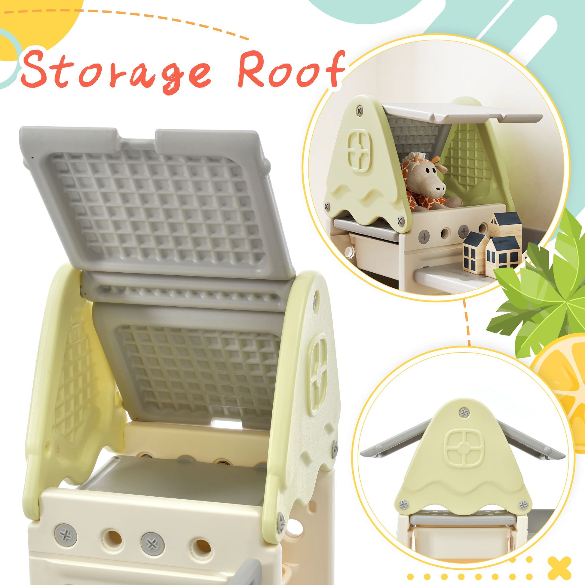 Kids Toy Storage Organizer With 14 Bins, Multi-Functional Nursery Organizer Kids Furniture Set Toy Storage Cabinet Unit With HDPE Shelf And Bins For Playroom, Bedroom, Living Room - Light Green Hearth and Haven