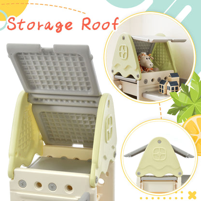 Kids Toy Storage Organizer With 14 Bins, Multi-Functional Nursery Organizer Kids Furniture Set Toy Storage Cabinet Unit With HDPE Shelf And Bins For Playroom, Bedroom, Living Room - Light Green Hearth and Haven
