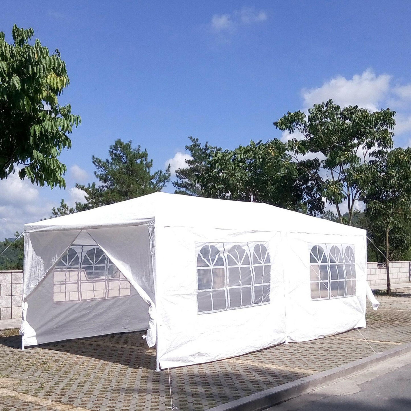 Wedding Party Canopy Tent Outdoor Gazebo With 6 Removable Sidewalls - White Home Essentials