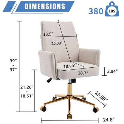 Ergonomic Mid-Back Office Chair With Gold Base Home Essentials