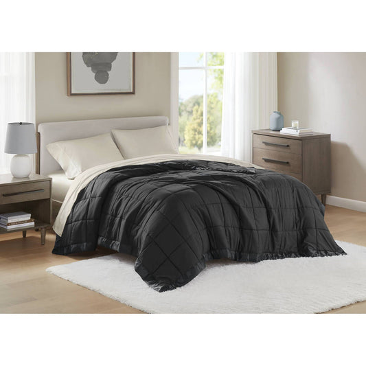 Windom - King Lightweight Down Alternative Blanket With Satin Trim - Black Madison Park