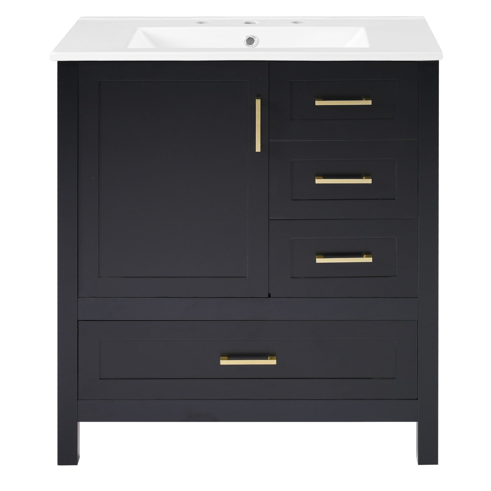 Modern Bathroom Vanity With Ceramic Sink, Solid Frame And Storage Solutions Hearth and Haven