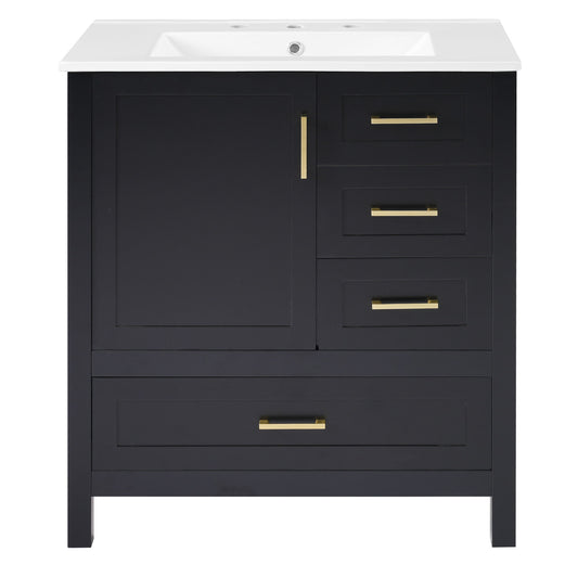 Modern Bathroom Vanity With Ceramic Sink, Solid Frame And Storage Solutions Hearth and Haven